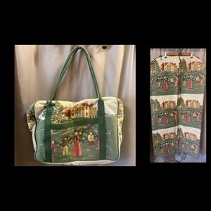 Vintage Toby Weston Golf Themed Tapestry Overnight Travel Satchel & Garment Bag